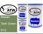 Preview: Nissan, Tank Green, D12: 500ml Lackdose + 500ml Klarlack + 250ml Härter - Set, von ATW Autoteile West.